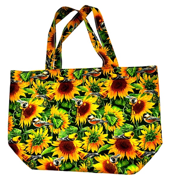 HAND CRAFTED Tote Bag Fabric Sunflower 6 Pockets Special Request teresaaustin585 - Picture 4 of 6